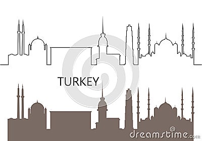 Turkey logo. Isolated Turkish architecture on white background Vector Illustration